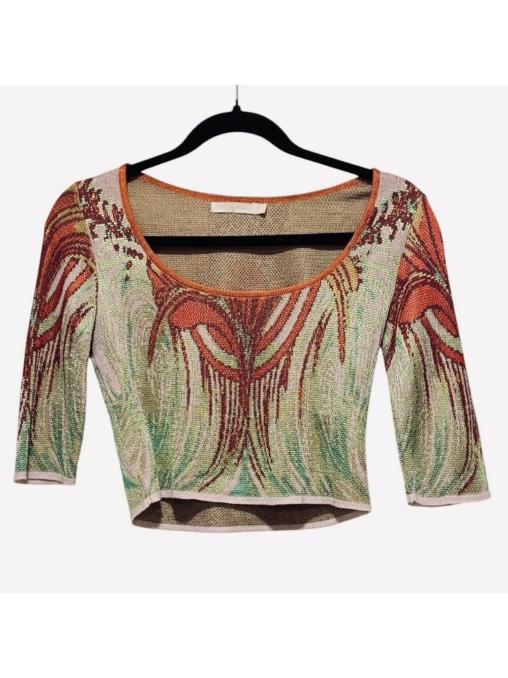 Cecilia Prado Sz S Boho Multicolored Crop Knit Top Sweater Anthropologie - Picture 2 of 7